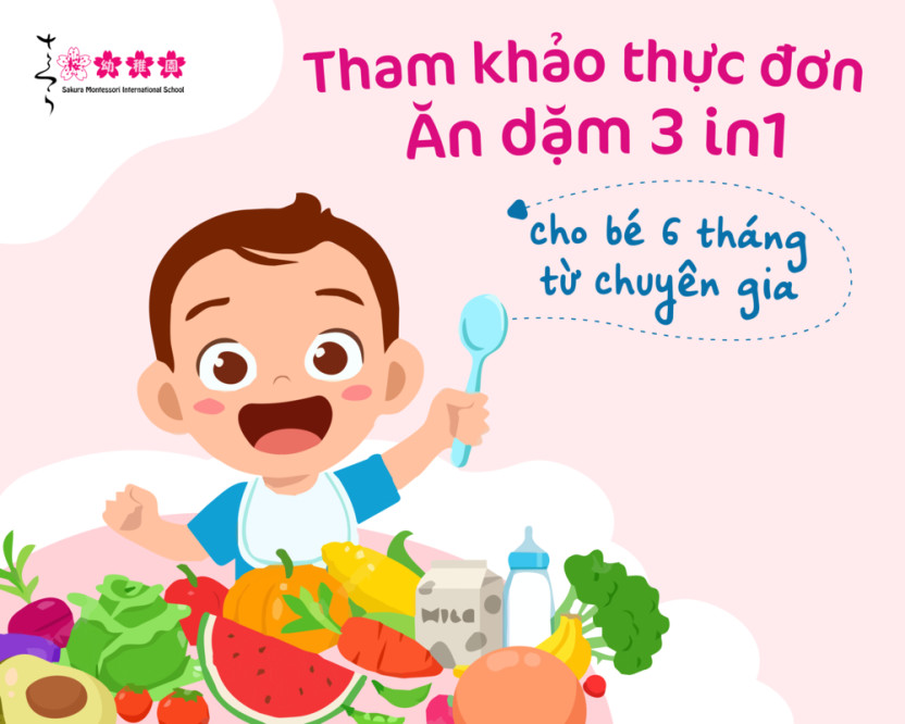 thực đơn ăn dặm 3in1 cho bé 6 tháng